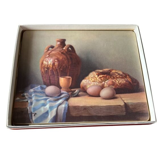 Chailloux Melamine Placemats Fruit Still Life French Cork Back Set of 6 Box Vtg - Picture 4 of 11